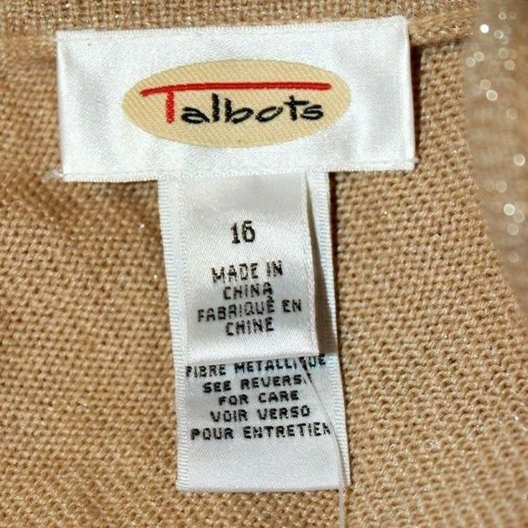 Talbots Cardigan Gold Silk/Angora Blend Metallic Thread Women's Sz 16 NWT - Picture 9 of 11
